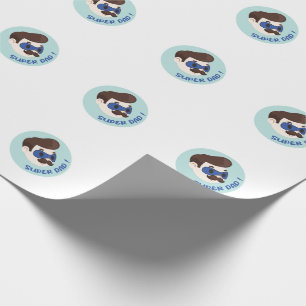 Super-Daddy-Cartoon-Abzeichen Geschenkpapier