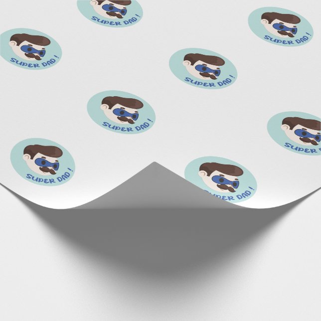 Super-Daddy-Cartoon-Abzeichen Geschenkpapier (Ecke)