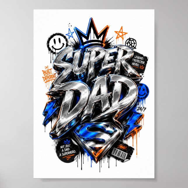Super-Daddy-Graffiti-Schild Poster (Vorne)