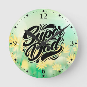 Super-Daddy-Held-Typografie-Design-67888 Runde Wanduhr