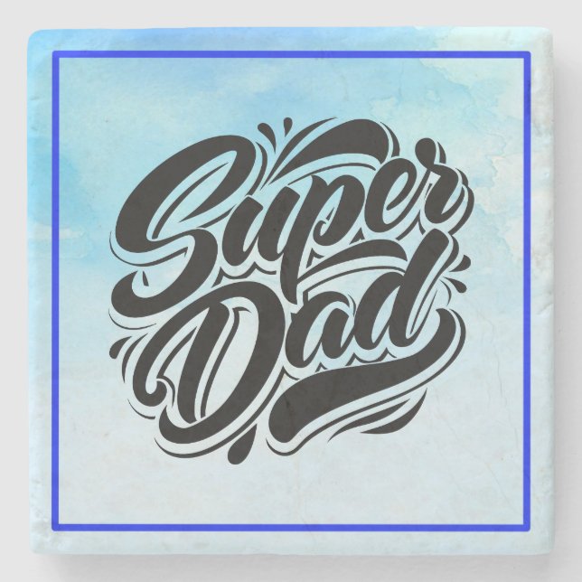 Super-Daddy-Held-Typografie-Design-67888 Steinuntersetzer (Vorderseite)