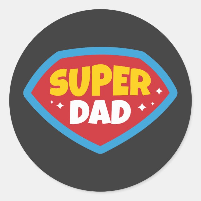 Super-Daddy Retro-Superhelden-Abzeichen Runder Aufkleber (Vorderseite)