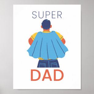 Super-Daddy-Superhelden-Umhang-Wandkunst-Poster-Dr Poster