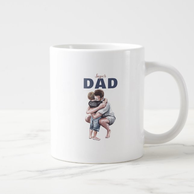 Super-Daddy-Wasserfarben-Design Jumbo-Tasse (Rechts)