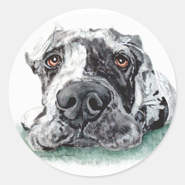 Super Dane aufgeklebt Merle Runder Aufkleber (Vorderseite)