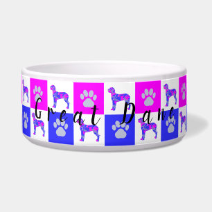 Super Dane Hund & Paw Hot Pink & Blue Napf