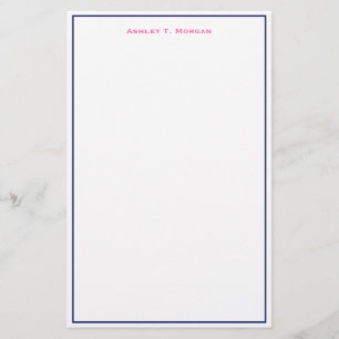Super Einfacher Navy Hot Pink White DIY Frame Briefpapier