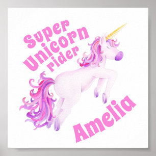 Super Einhorn Reiter rosa Einhorn Whimsy Kunstpost Poster