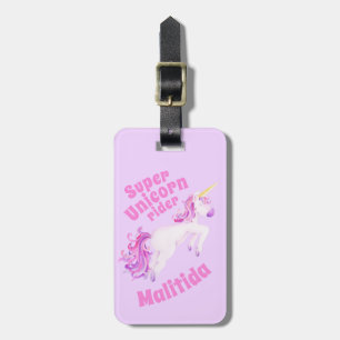 Super Einhornreiter Rosa Einhorn Kinder Namensschi Gepäckanhänger