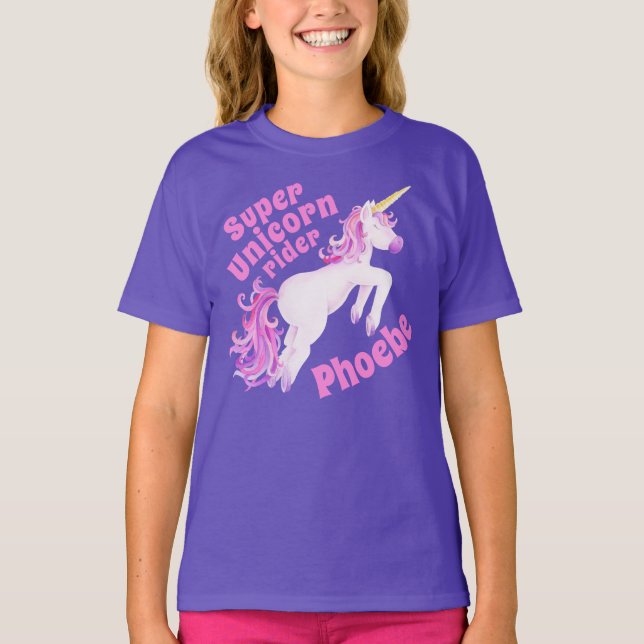Super Einhornreiter Rosa Einhornkreidekunst T-Shirt (Vorderseite)