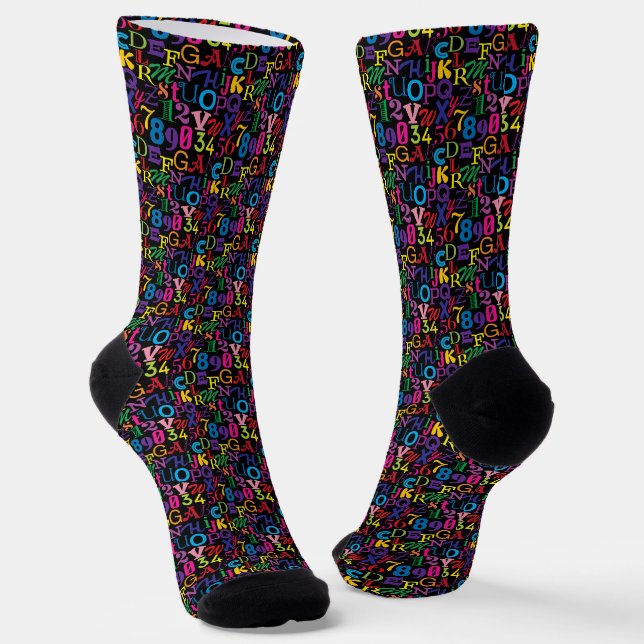Super farbige ABCs und 123 Socken (Gewinkelt)