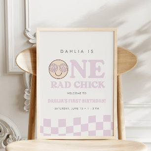 Super fille À damiers visage heureux   AFFICHE DE 