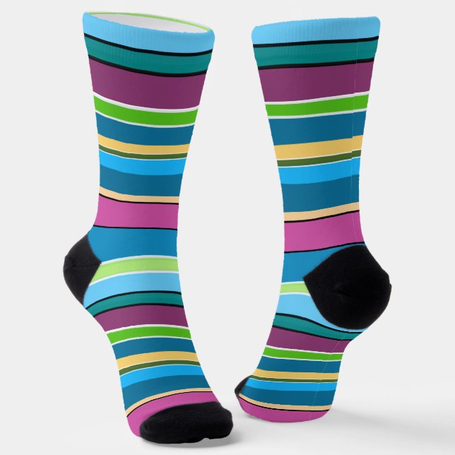 Super Fun Summer Stripes Lila Türkis Socken (Gewinkelt)