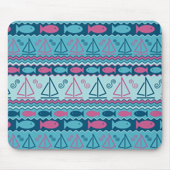 Super Fun und Segelboot Muster Mousepad (Vorne)