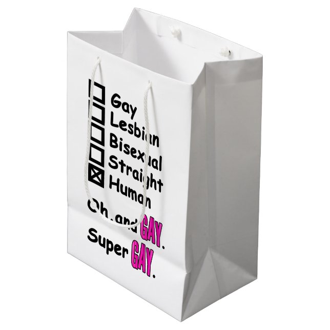Super Gay Mittlere Geschenktüte (Vorderseite Schrägansicht)