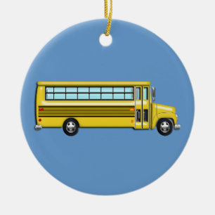 Super gelber Schulbus Keramikornament