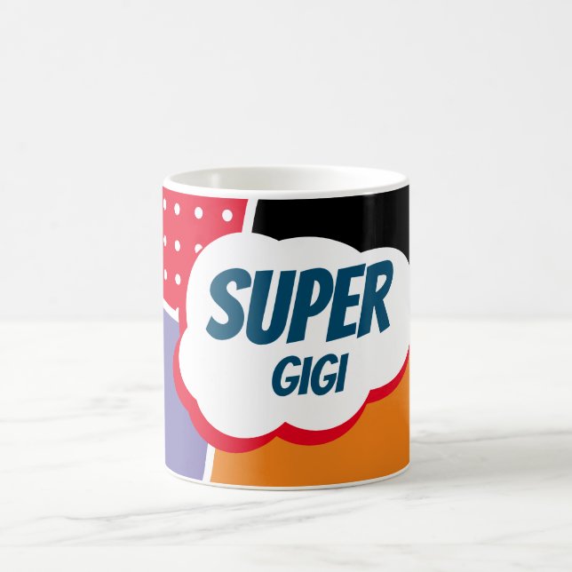 Super Gigi Comic Cartoon mit Lila und gelb  Kaffeetasse (Mittel)