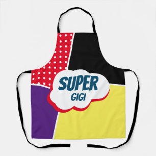 Super Gigi Comic Cartoon mit Lila und gelb Schürze