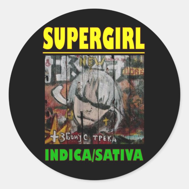 SUPER GIRL INDICA SATIVA RUNDER AUFKLEBER (Vorderseite)