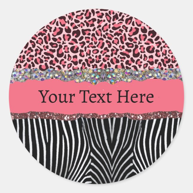 Super Girl Pink Glitzer Exotic Leopard Print Runder Aufkleber (Vorderseite)