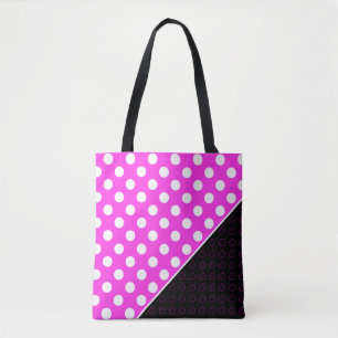 Super Girly Pink, schwarz mit großen weißen Polka- Tasche
