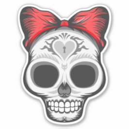 Super Girly Sugar Skull Aufkleber