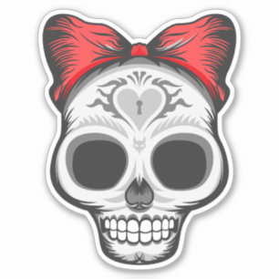 Super Girly Sugar Skull Aufkleber