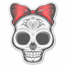 Super Girly Sugar Skull Illustration Aufkleber