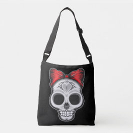 Super Girly Sugar Skull Illustration Tragetaschen Mit Langen Trägern