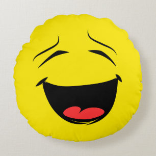 Super glückliches Gesicht Emoji Rundes Kissen