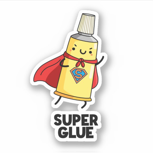 Super Glue Funny Super Hero Pun Aufkleber (Vorderseite)