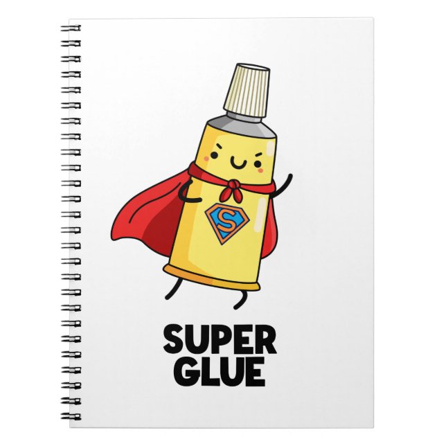 Super Glue Funny Super Hero Pun Notizblock (Vorderseite)