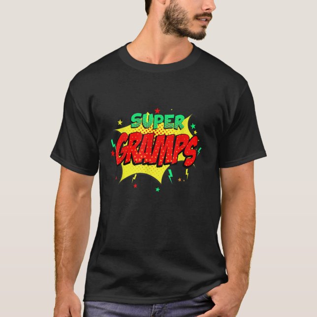 Super Gramps Comic Themed Style Superhero Fathers T-Shirt (Vorderseite)