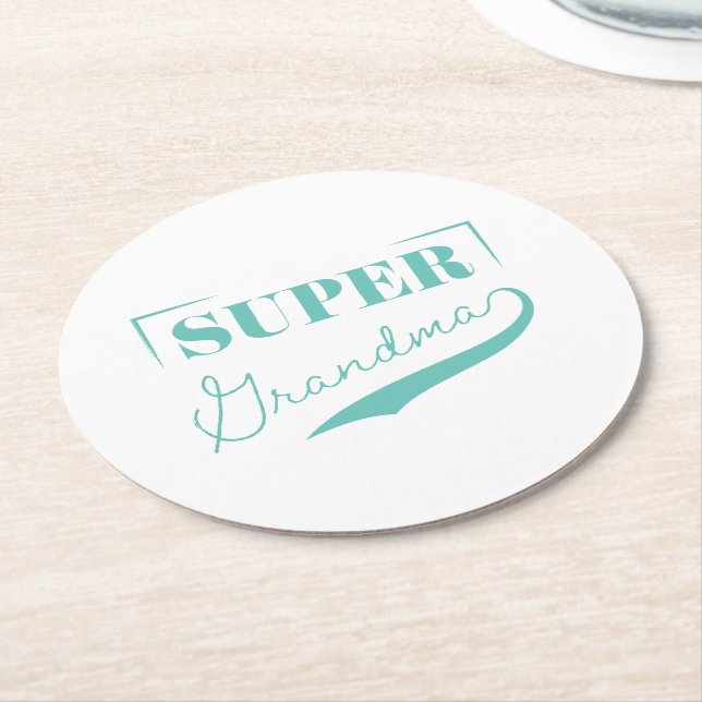 Super Grandma Runder Pappuntersetzer (Angewinkelt)