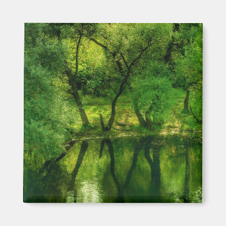 Super Green River / Lac Arbres Reflet Aimant