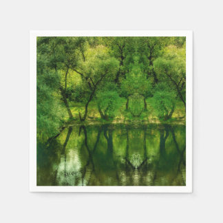 Super Green River Tree Reflections Paper Napkin Serviette