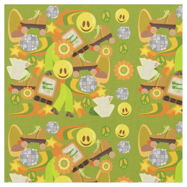 Super Groovy Seventies Mega Muster Stoff (Nahaufnahme)