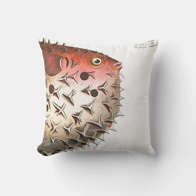SUPER GROSSE Puffer-Fisch-Koralle/Orange 20" Kissen (Vorderseite)