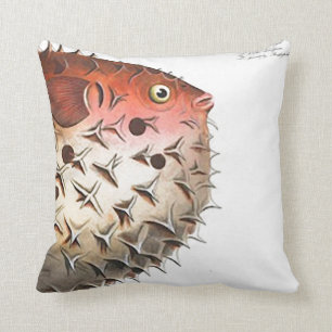 SUPER GROSSE Puffer-Fisch-Koralle/Orange 20" Kissen