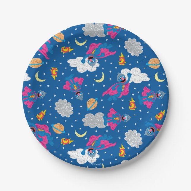 Super Grover 2.0 Night Sky Muster Pappteller (Vorderseite)