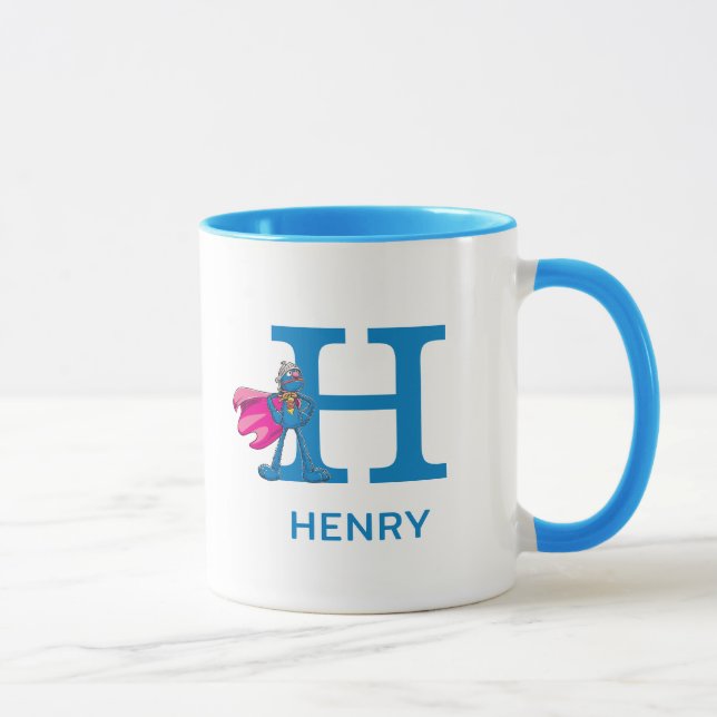 Super Grover Ihren Namen und Monogramm H hinzufüge Tasse (Rechts)