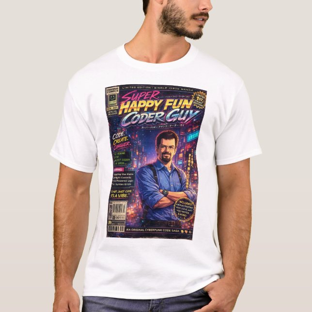 Super Happy Fun Coder Guy Cover Art Nr. Zwei T-Shirt (Vorderseite)