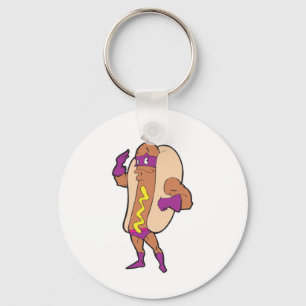 Super-Held-Hot-Dog-Charakter Schlüsselanhänger