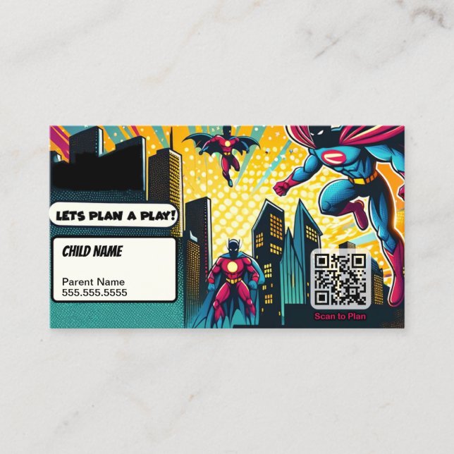 Super Helden Plan-a-Play-Karte Telefonnummerkarte (Vorderseite)