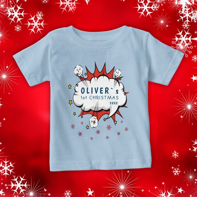 Super Hero Baby`s erste Weihnachtsschneeflocken Baby T-shirt (Von Creator hochgeladen)