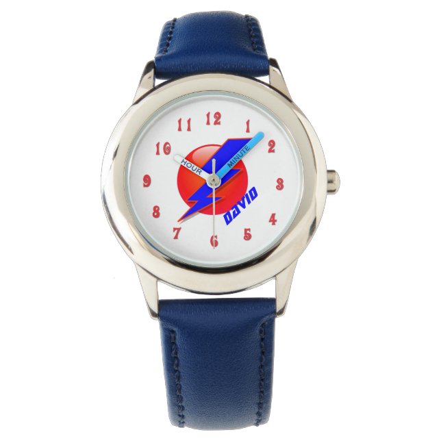 Super Hero Bolt Lichter Icon Boy's Custom Watch Armbanduhr (Vorderseite)