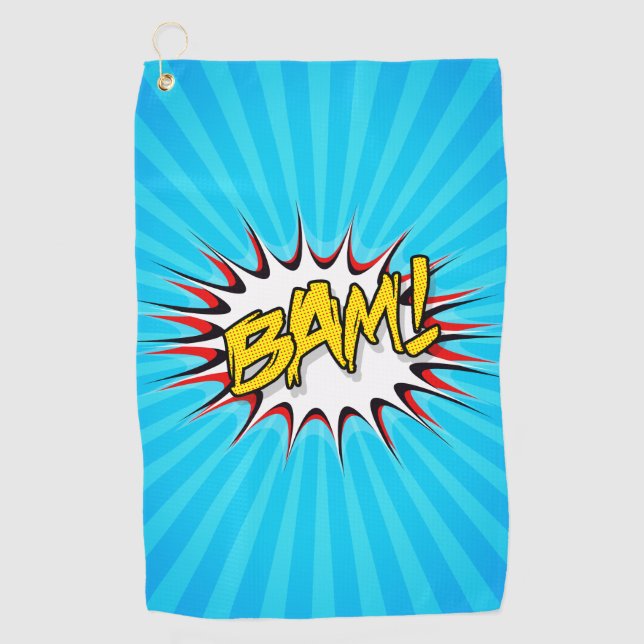 Super Hero Classic Bam! Aktionsblase Golfhandtuch (Vorderseite)