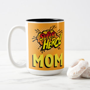 Super Hero Mama Comic Book Style Zweifarbige Tasse