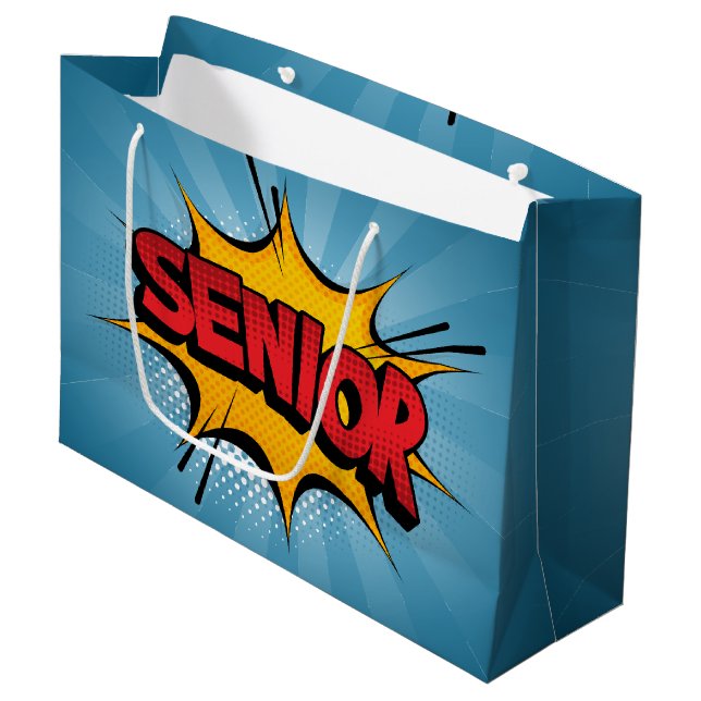 Super Hero Senior Große Geschenktüte (Vorderseite Schrägansicht)