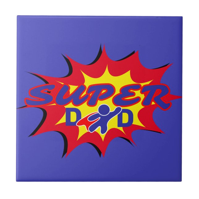 Super Hero Vater Comic Buch Vatertag Fliese (Vorderseite)